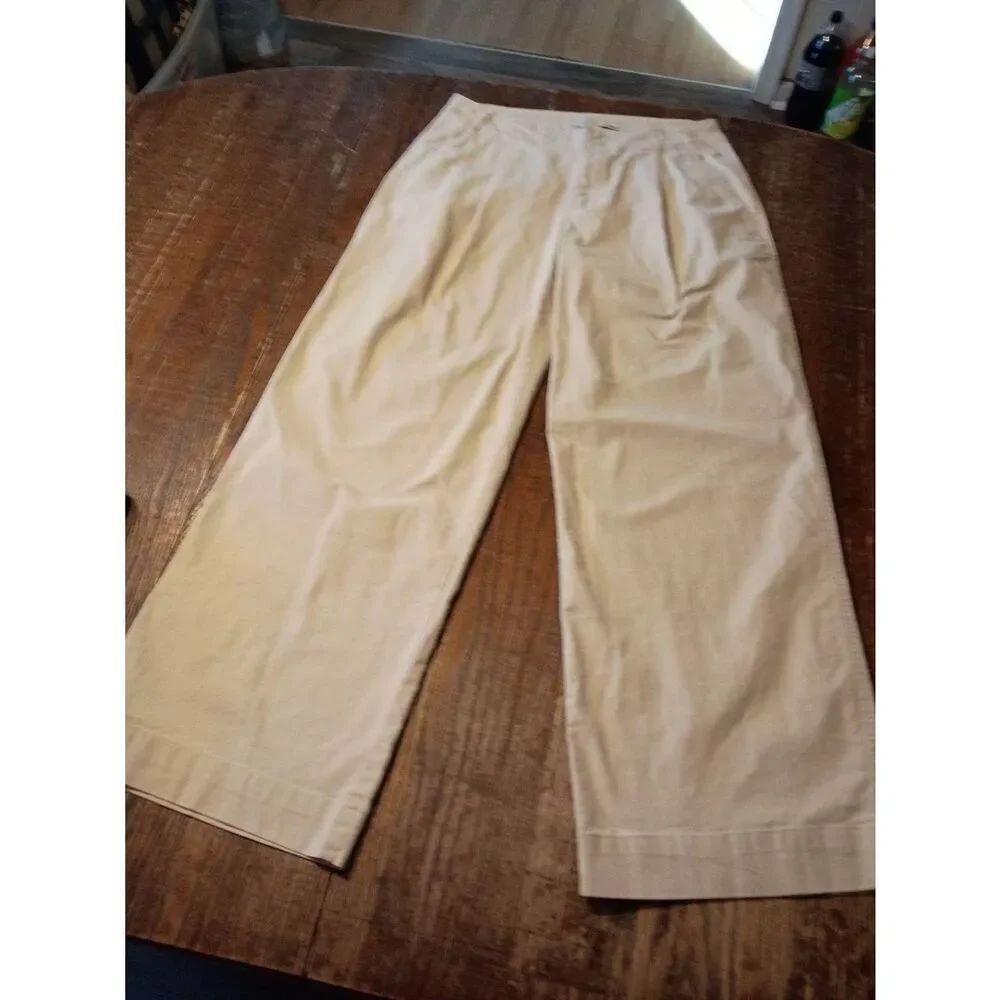 Size 6 A New Day Stretch Cream Pleated Front Wide Leg Casual Pants Trousers
